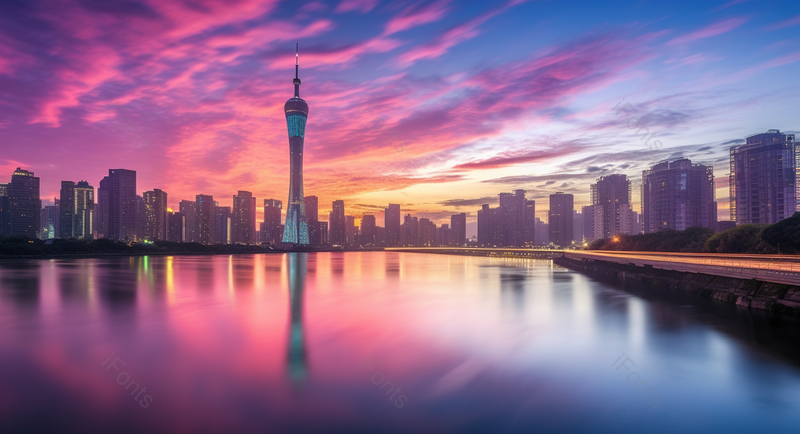 广州CBD黄昏美景多云的天空现代建筑摄影都市摄影城市美景,高清,摄影图,摄影图片,图片大全,摄影图免费下载